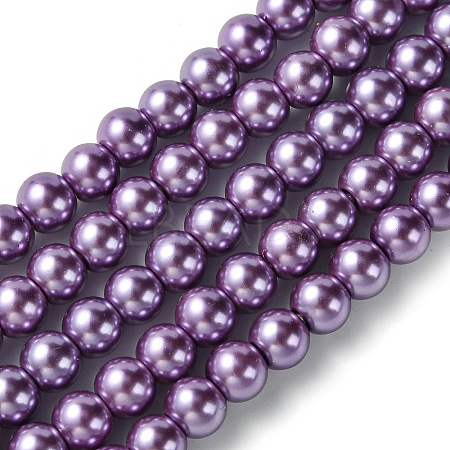 Eco-Friendly Dyed Glass Pearl Bead Strands HY-A008-6mm-RB083-1