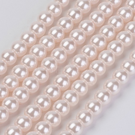 Eco-Friendly Glass Pearl Bead Strands X-HY-A008-8mm-RB091-1