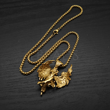 304 Stainless Steel Goddess with Angel Wings Pendant Necklaces for Men Women WG939A7-02-1