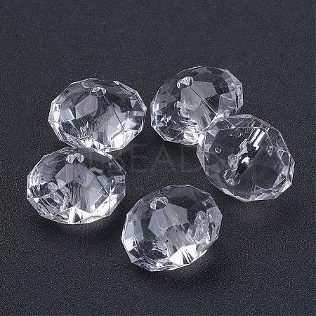 Faceted Rondelle Clear Transparent Acrylic Beads for Chunky Necklaces X-PAB1463Y-16-1