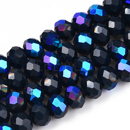 Electroplate Opaque Solid Color Glass Beads Strands X1-EGLA-A034-P6mm-L22-1