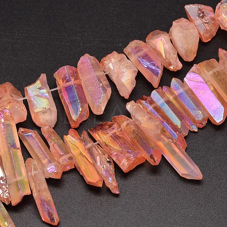 Electroplated Natural Quartz Crystal Beads Strands G-A142-03G-1