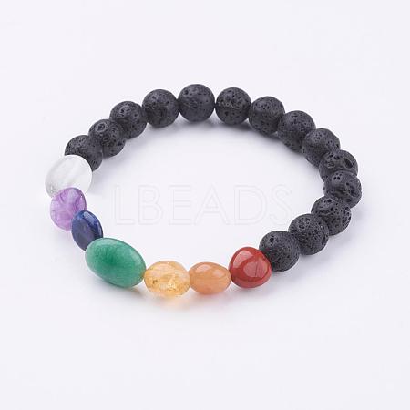 Adjustable Gemstone Stretch Bracelets BJEW-P186-E01-1