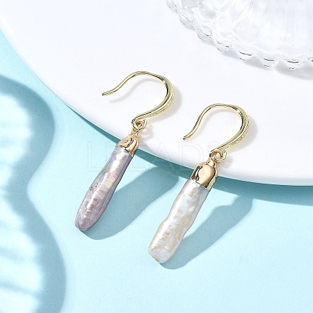 Electroplated Natural Keshi Pearl Dangle Earrings EJEW-JE06708-1