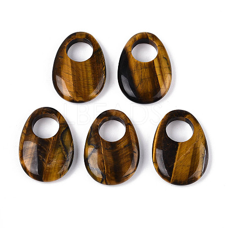 Natural Tiger Eye Large Hole Pendants G-N348-06B-09-1