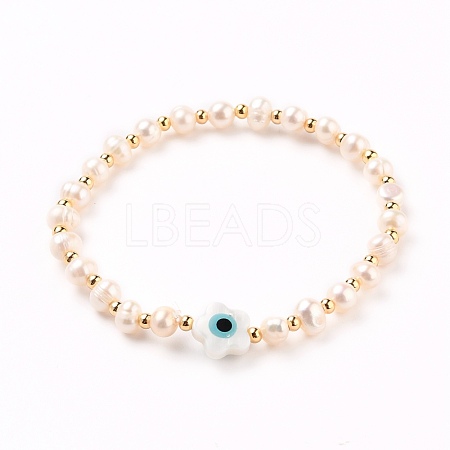 Natural Pearl Stretch Beaded Bracelets BJEW-JB05726-02-1