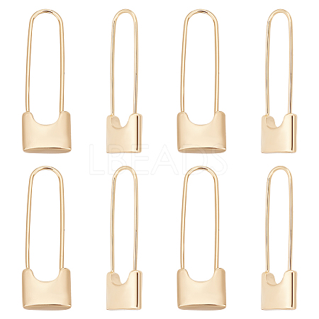 ARRICRAFT 8Pcs Brass Safety Pin Shape Dangle Hoop Earrings for Men Women KK-AR0002-90-1