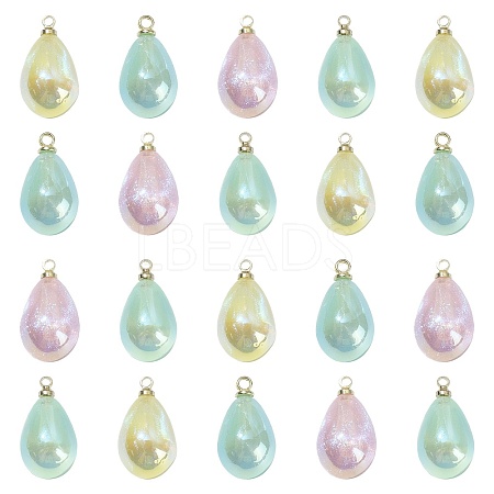 40Pcs 4 Colors Rainbow Iridescent Plating Acrylic Pendants MACR-CJ0001-59-1