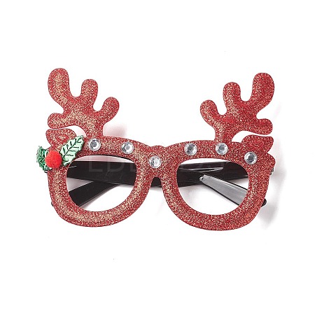 Christmas Plastic & Non-woven Fabric Glitter Glasses Frames LS-AJEW-E053-01E-1