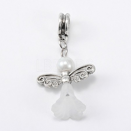 Lovely Wedding Dress Angel Alloy European Dangle  Large Hole Pendants PALLOY-JF00004-06-1