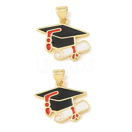 Graduation Season Brass Enamel Pendants KK-CBAF2EC-03G-A01-1