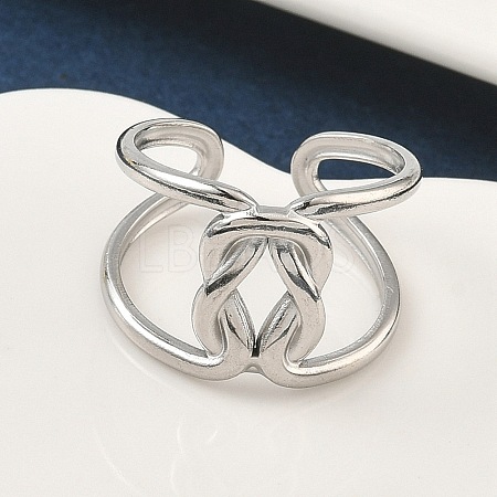 304 Stainless Steel Open Cuff Rings for Women RJEW-A079-04C-P-1