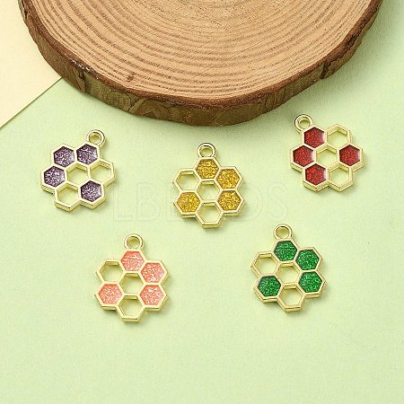 10Pcs 5 Colors Alloy Enamel Pendants ENAM-YW0003-36-1