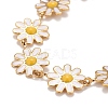 Enamel Daisy Link Chains Bracelet BJEW-P271-01G-01-2