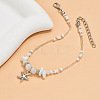 Natural White Jade Chips & Glass Beads Anklets WGE754A-02-3
