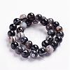 Natural Black Striped Agate/Banded Agate Beads Strands G-J359-01-10mm-2