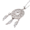 Non-Tarnish Woven Net/Web with Feather 304 Stainless Steel Pendant Necklaces for Women NJEW-G087-02P-2