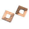 Transparent Resin & Walnut Wood Pendants RESI-S389-024A-B04-2