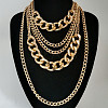 Punk Alloy & Aluminum Cuban Link Chain Multi Layered Necklaces for Women FS-WG4574A-01-1