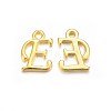 Golden Plated Alloy Letter Pendants X-PALLOY-J718-01G-E-1