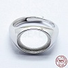 Anti-Tarnish Rhodium Plated 925 Sterling Silver Finger Ring Components STER-G027-11P-4
