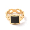 Black Acrylic Square Finger Ring RJEW-D120-08G-2