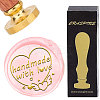 Brass Wax Seal Stamp with Wood Handle AJEW-WH0412-0261-1