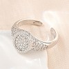 Brass Micro Pave Cubic Zirconia Cuff Rings for Women CU-CBA0A21-04P-1
