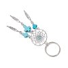Woven Net/Web with Feather Alloy Gemstone Keychain KEYC-JKC01180-01-4