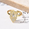 Brass Micro Pave Clear Cubic Zirconia Cuff Finger Rings for Women RJEW-U033-10G-2