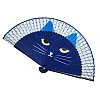 Cat Pattern Bamboo with Satin Folding Fan WOCR-PW0005-01A-02-1
