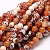 Dyed Natural Fire Crackle Agate Faceted Round Beads Strands G-E320C-8mm-06-1