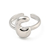 Brass Letter Open Cuff Rings for Women RJEW-G313-01C-P-2