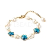 Plum Blossom Flower Glass Link Bracelet for Girl Women X1-BJEW-TA00017-01-1