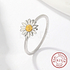 Anti-Tarnish Rhodium Plated 925 Sterling Silver Daisy Flower Finger Ring for Women KN3229-1-1