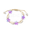 Natural Cowrie Shell & Glass Starfish Braided Bead Bracelet for Women BJEW-JB09943-2