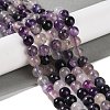 Natural Purple Fluorite Beads Strands G-P530-B08-03-2