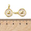 Rack Plating Brass Pave Shell Flat Round Charms with Smiling Face KK-K360-05G-3