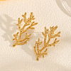304 Stainless Steel Coral Shape Stud Earrings for Women WGF2D78-01-2