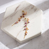 Natural Lepidolite & Natural Freshwater Pearl & 925 Sterling Silver Leaf Dangle Stud Earrings for Women EJEW-G412-02G-5