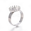 Non-Tarnish Adjustable 304 Stainless Steel Finger Rings Components LS-STAS-E474-50-4