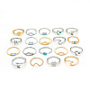 19Pcs 19 Styles Alloy & Resin Cuff Rings/Finger Rings Sets for Women FS-WGA4364-01-5
