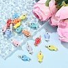 10Pcs Hand Painted Polka Dot Fish Porcelain Pendants PALLOY-YW00115-01-4