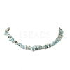 Natural Larimar Chip Beaded Necklaces with 304 Stainless Steel End Chains NJEW-JN06662-2
