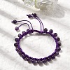 Adjustable Natural Amethyst Beads Braided Bead Bracelets for Men Women BJEW-L713-B06-2