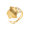 304 Stainless Steel Vintage Leaf Open Cuff Bangles for Women EU1082-5
