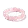 Natural Rose Quartz Half Round Beaded Stretch Bracelet BJEW-P270-01-2