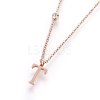 304 Stainless Steel Initial Pendant Necklaces NJEW-G321-04RG-T-1