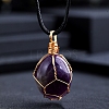 Wire Wrapped Natural Amethyst Pendants PW-WG0D471-01-4