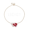 Double Interlocking Heart Glass Pendant Necklaces NJEW-TA00132-4